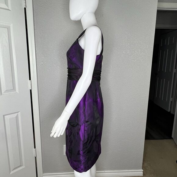 Theia Size 8 Purple Abstract Floral Brocade Pencil Sheath Dress And Shrug Jacket - Picture 7 of 10